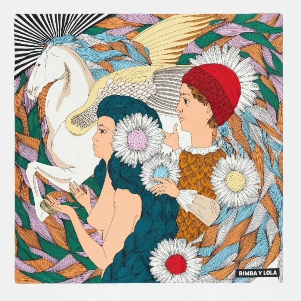 MULTICOLOR LOVING SCARF from BIMBA Y LOLA / 47.2441 X 47.2441 inches LAST ONE